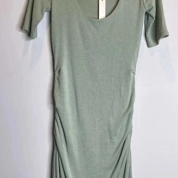 Rebecca Taylor Green Ruched TShirt Dress with lining - Picture 6 of 13
